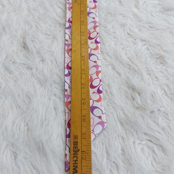 Coach Pink Signature Pattern Silk Head Scarf - Picture 5 of 5